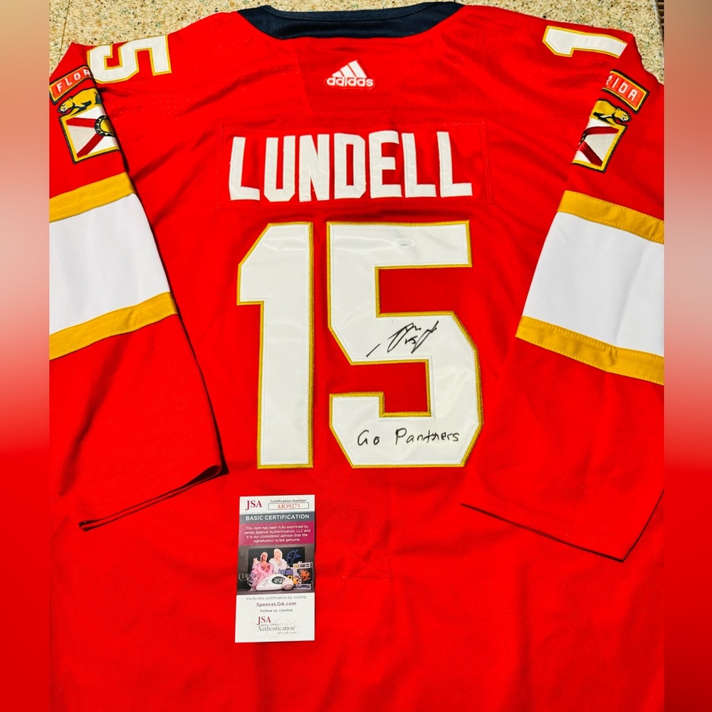 Anton Lundell Signed Florida Panthers Jersey  "Go Panthers” Stanley Cup JSA